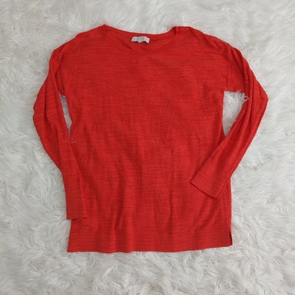 NWT LOFT Coral Tangerine Lightweight Large Sweater New - Picture 2 of 8